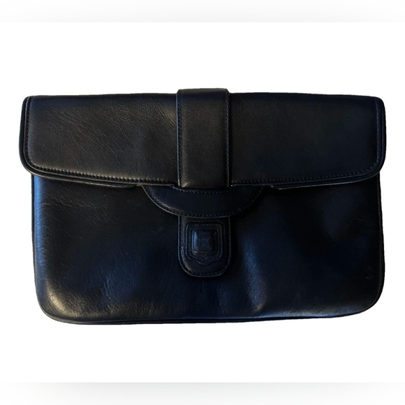 Vintage Circa 1980s Celine Black Leather Clutch With Tags - Picture 1 of 8